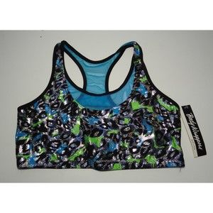 "NEW" Body Wrappers Adult Foil Leopard Camisole Bra - Black, Blue, Green - XL